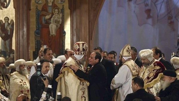 السيسي من داخل الكاتدرائية: أنا في بيت الله.. يارب أغننا بفضلك