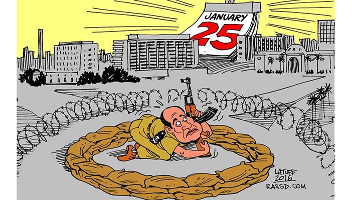 كاريكاتير.. “ذكرى يناير” كابوس مرعب للسيسي وحكومته