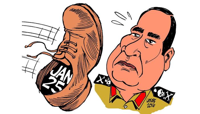 كاريكاتير.. الذكرى الخامسة للثورة “لطمة” على وجه السيسي