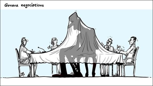 كاريكاتير.. بشار الأسد يعوق مفاوضات السلام من أجل سوريا