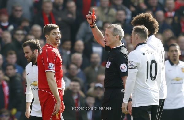 جيرارد يُطرد من المباراة بعد 45 ثانية