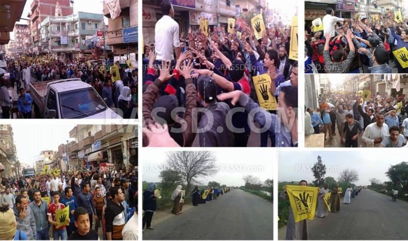 سلاسل بشرية رافضة للانقلاب العسكري بالبحيرة اليوم