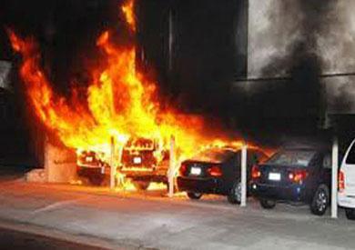 شلل مروري بكورنيش المعادي عقب احتراق 4 سيارات