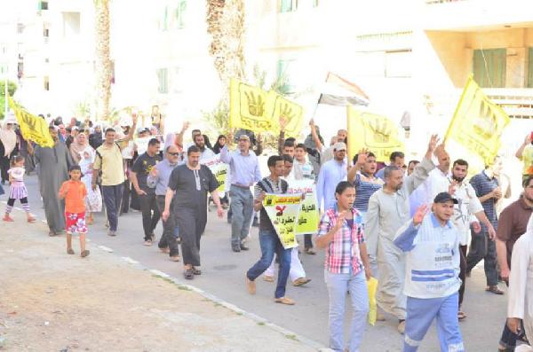 مسيرة في برج العرب بالإسكندرية رفضا للانقلاب العسكري