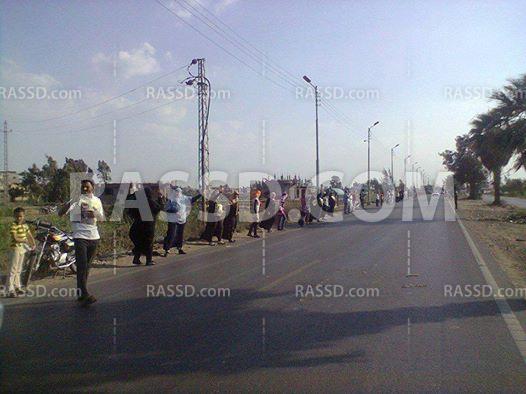 سلاسل بشرية بطريق “المنصورة -جمصة” لرفض الانقلاب