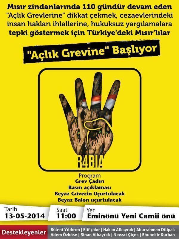 حملة للإضراب عن الطعام باسطنبول بتركيا دعماً للمعتقلين في مصر