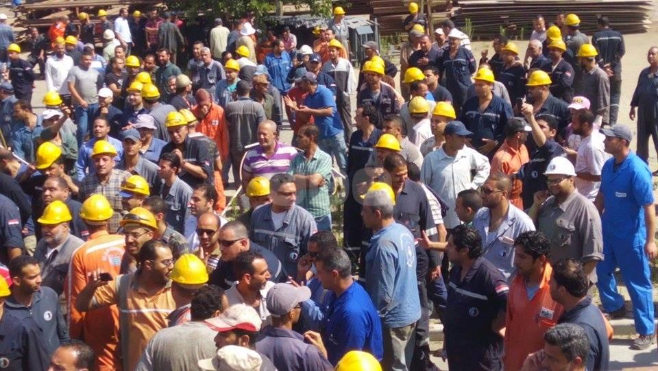 بالصور.. اعتصام عمال شركة الترسانة بالإسكندرية لصرف مستحقاتهم