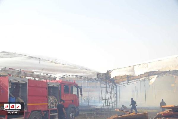 حريق بنادي الوادي الجديد ومخازن الصحة و3 منازل مجاوره