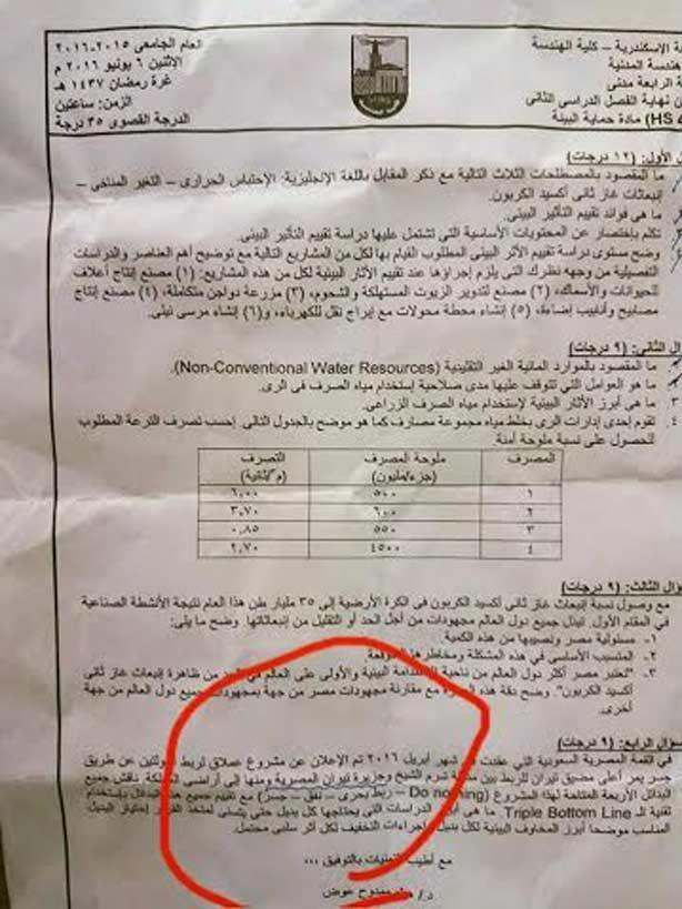 التحقيق مع أستاذ بهندسة الإسكندرية وصف جزيرة تيران بـ”المصرية”