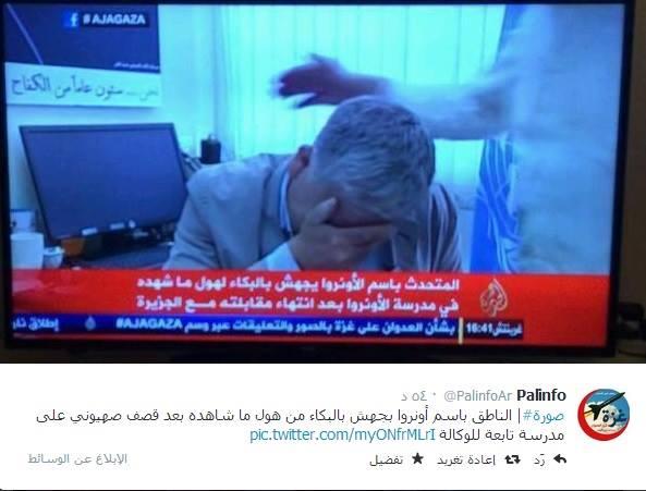 “جانيس” يجهش بكاءًا على الهواء إثر قصف مدارس”الأونروا”
