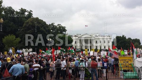 تظاهرة داعمة لـ”غزة” أمام “البيت الأبيض” بـ”واشنطن”