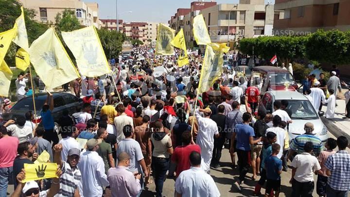 مسيرة حاشدة بالمنوفية تحمل رايات رابعة العدوية