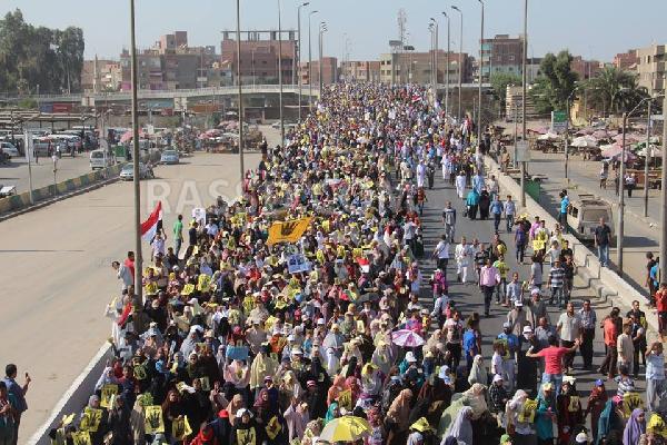 مسيرات رافضي الانقلاب تجوب شوارع بنى سويف