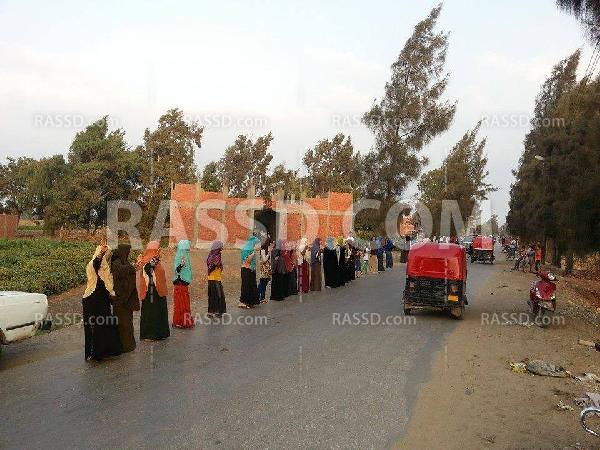 سلسلة بشرية في “السنطة” بالغربية تنديدًا بالانقلاب