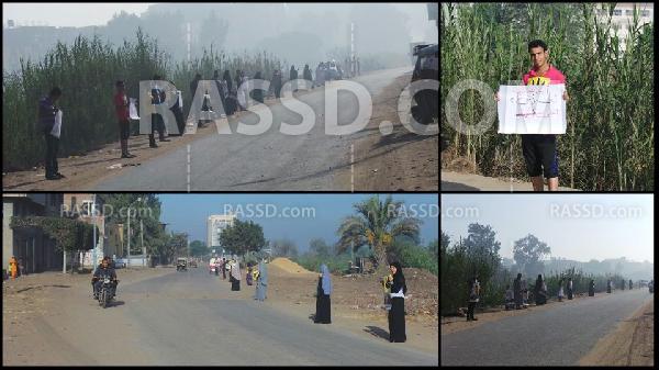 شباب ضد الانقلاب ينظمون سلسلة بشرية بالدقهلية