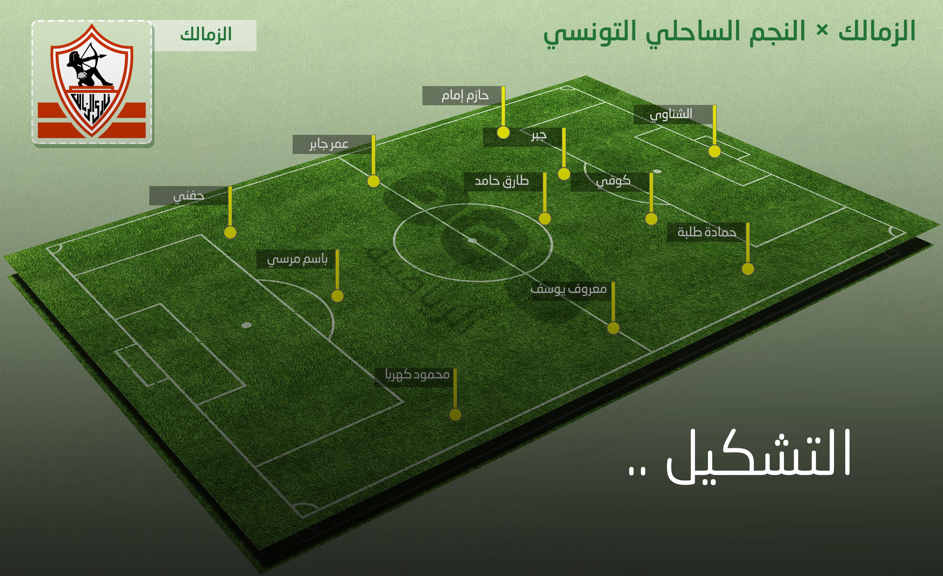 مرسي وكهربا وحفني في هجوم الزمالك أمام النجم الساحلي