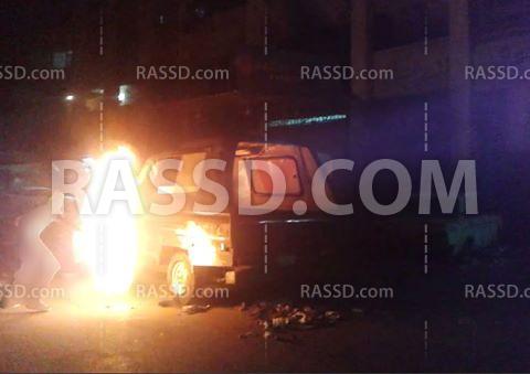 مجهولون يضرمون النار بسيارة شرطة ببورسعيد