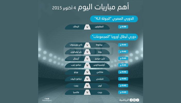بالإنفوجراف.. جدول مباريات الليلة في الدوريات المحلية والعالمية