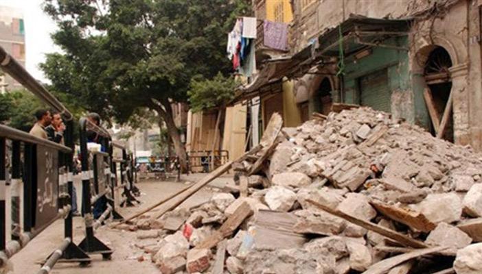 إصابة 4 أشخاص في انهيار لوكاندة بطنطا