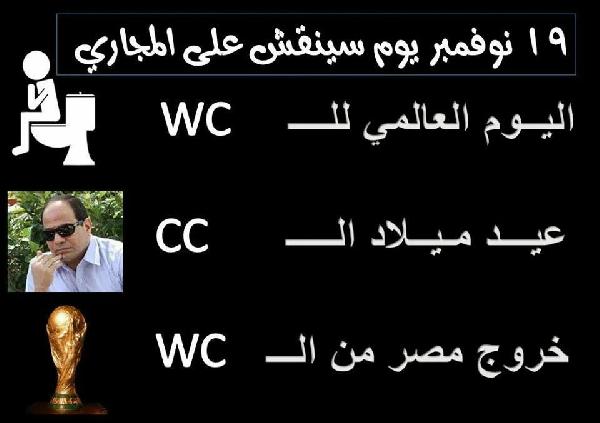 نشطاء : يوم المراحيض العالمي عيد ميلاد السيسي