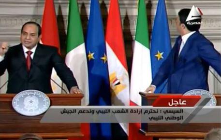 فيديو| رئيس وزراء إيطاليا يستهزئ بـ”السيسي” أثناء كلمته