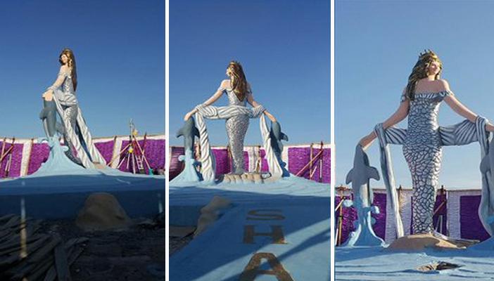 مغردون يسخرون من تمثال عروس البحر بسفاجا: يشبه صافيناز