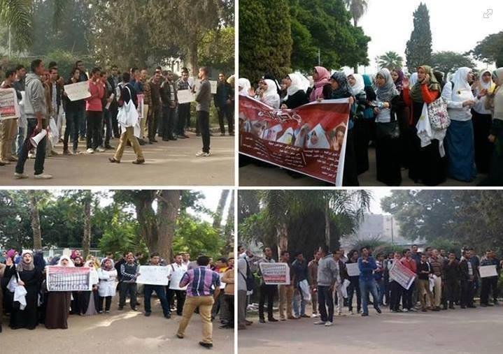 طلاب طب بيطري يتظاهرون ضد الانقلاب بجامعة الاسكندرية