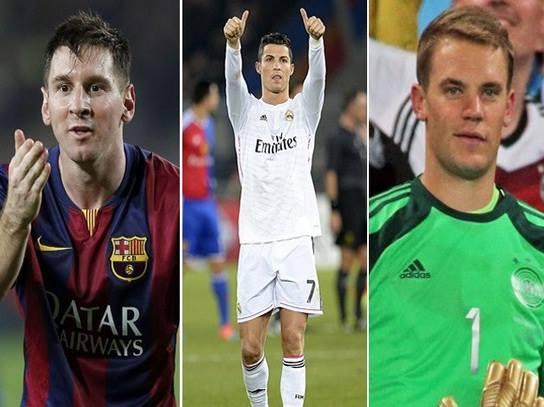 رونالدو وميسي ونوير الأقرب للفوز بالكرة الذهبية كأفضل لاعب